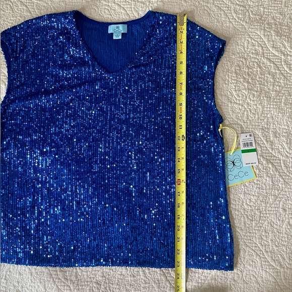 NEW Cece Royal Blue Sequin Top - Picture 10 of 12